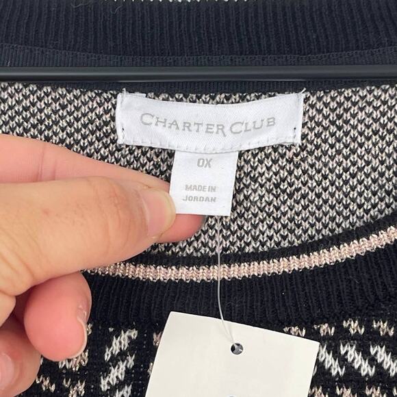 NEW Charter Club Metallic Plaid Black Sweater Women's Plus Size 0X - Picture 9 of 10